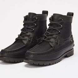Polo Ralph Lauren Ranger Men's Black Waterproof Mid Top Combat Boots, 9.5 US  Overcome adversities and make power moves with the Polo Ranger Mid. Cons