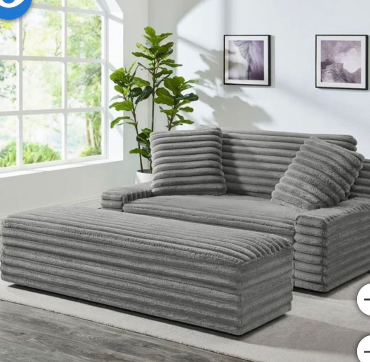 Thomasville Wills Fabric Oversize Chair and Storage Ottoman