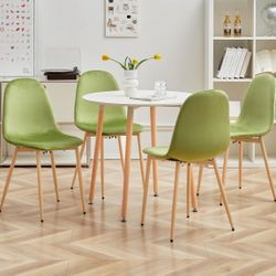 Velvet Dining Chairs Set of 4, Green with Beech Legs 