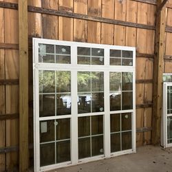 🏠 83.5” x 89.5” White Double Window with Transom — One Over One Grid Design