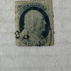 United States 24 Ben Franklin 1 Cent Stamp Used