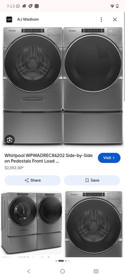 Whirlpool Front Load Washer and Dryer Set with Pedestals