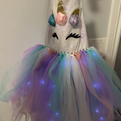 LED Light Unicorn Costume for Girl Birthday Decorations Halloween Christmas Party Outfit Princess Tutu Dress