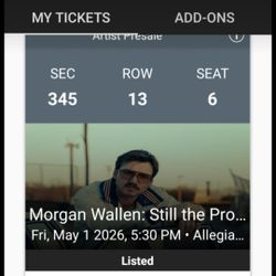 Morgan Wallen 2 Tix Las Vegas
