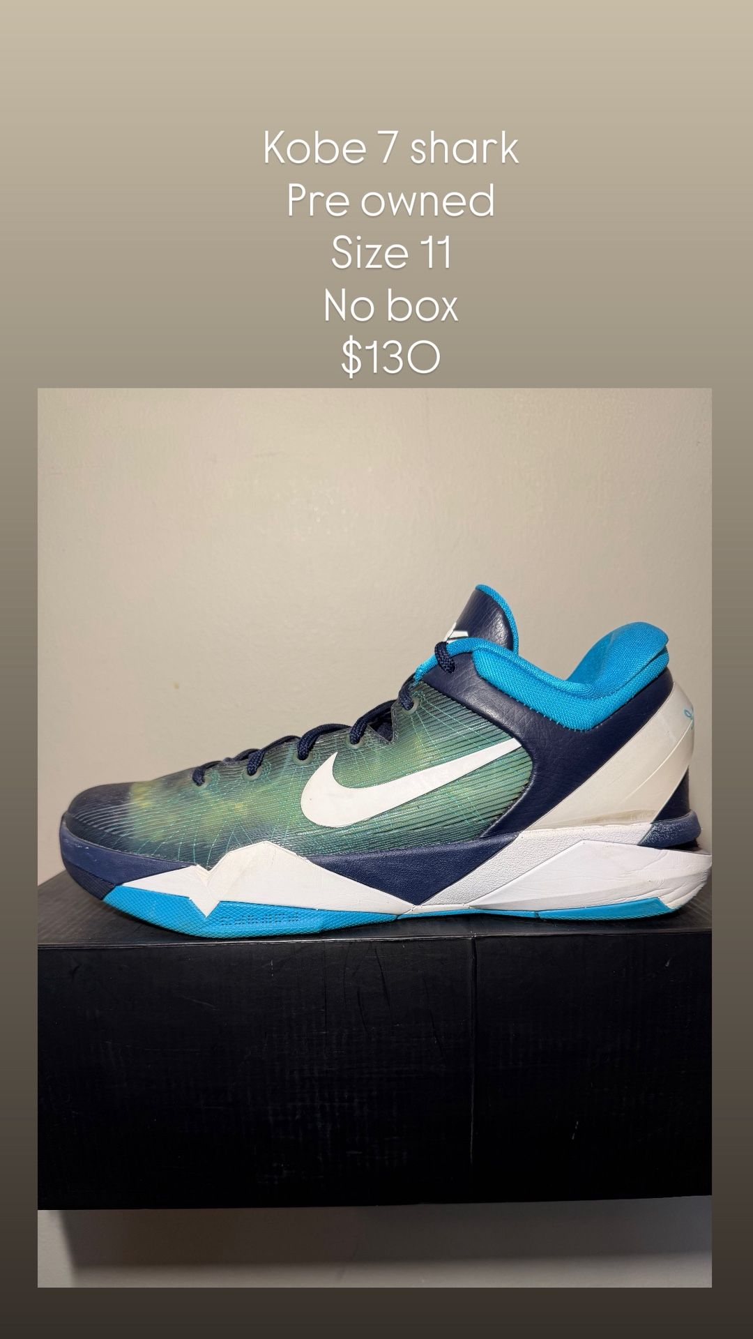 Kobe 7 Sharks Size 11 No Box