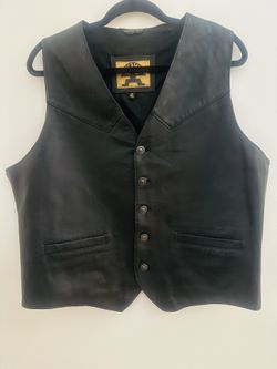 Men’s Genuine Leather Button-Up Vest – Size XL Regular 