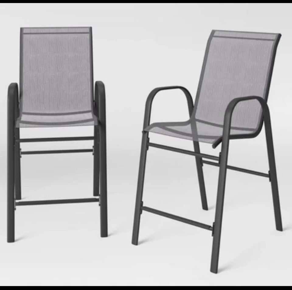 new Other 2Pk Patio Bar Chairs, Outdoor Furniture - Room Essentials - Gray