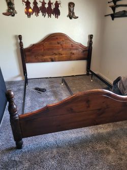 California king solid wood bed frame