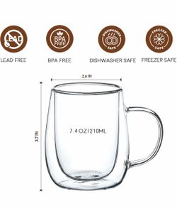 4 pcs Double Wall Glass Coffee Mug