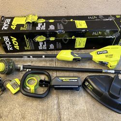 RYOBI 40V 15 in. Expand-It Cordless Battery Attachment Capable String Trimmer with 4.0 Ah Battery and Charger