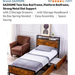 Bed frame twin With Drawers