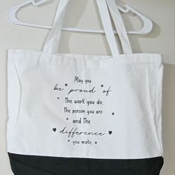 Large size inspirational  quote  Tote bag