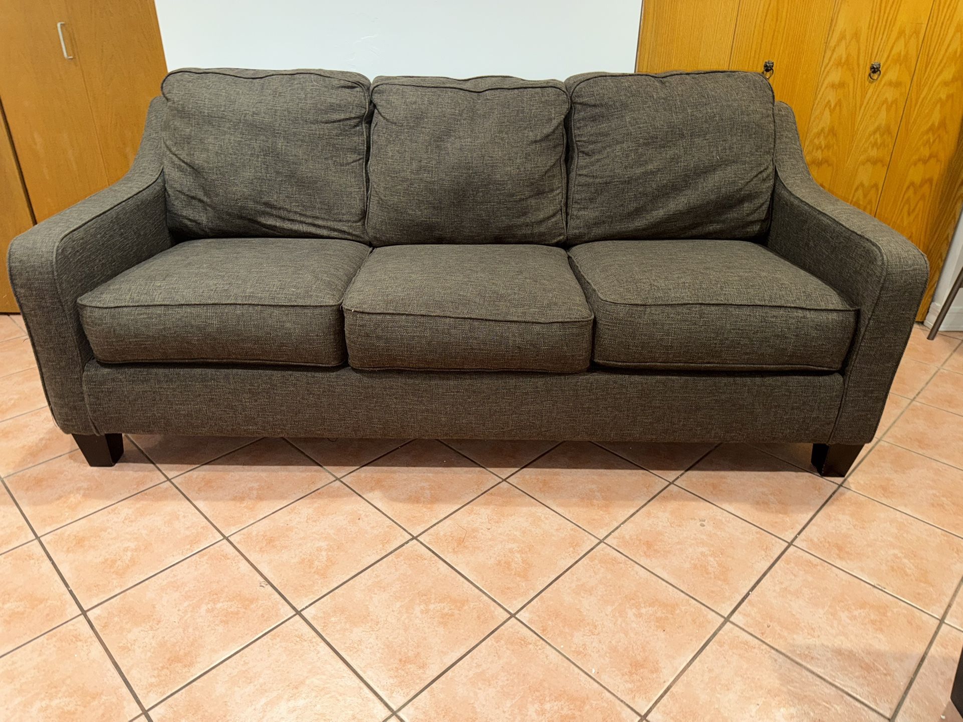 Dark Gray Fabric 3-Seater Couch
