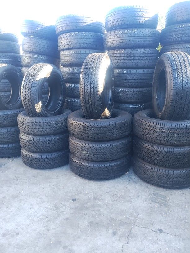 265/70R17 BRIDGESTONE A SET OF FOUR USED TIRES, INCLUDES MOUNTING AND BALANCING