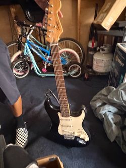 Black Electric Guitar Stratocaster Style