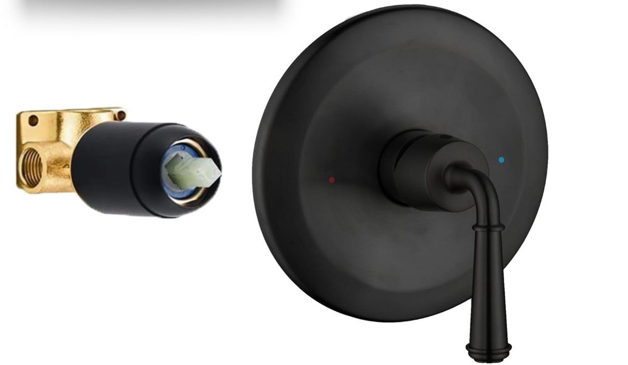 Matte Black Shower Handle Valve, Single-Handle Bathroom Control Valve Kit Single Function Shower Mixer Valves