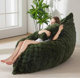 New Giant Bean Bag Chair with Pillow, 3 in 1 Convertible Bean Bag Chair Removable Floor Cushion Stuffed Floor Lounger for Adults with Washable Cover,