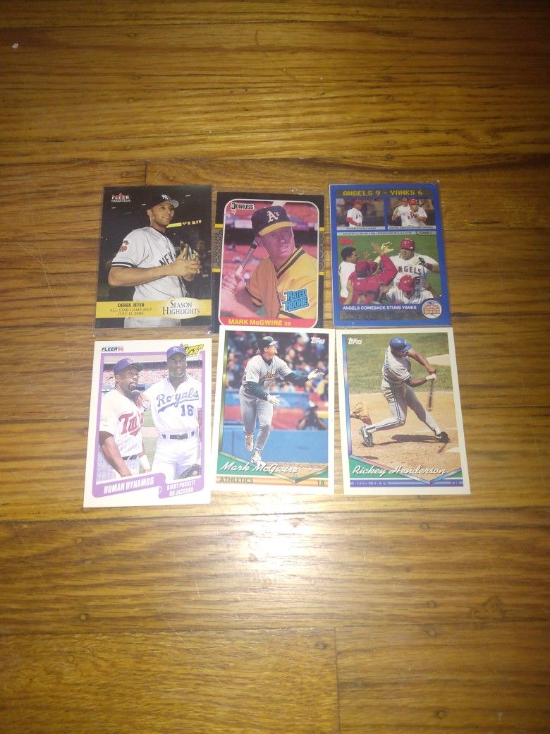 Baseball Cards Ricky Henderson Mark McGuire  Bo Jackson Derick Jeter  