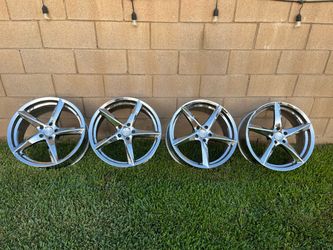 Set of 4 Chrome 5-Spoke Alloy Wheels