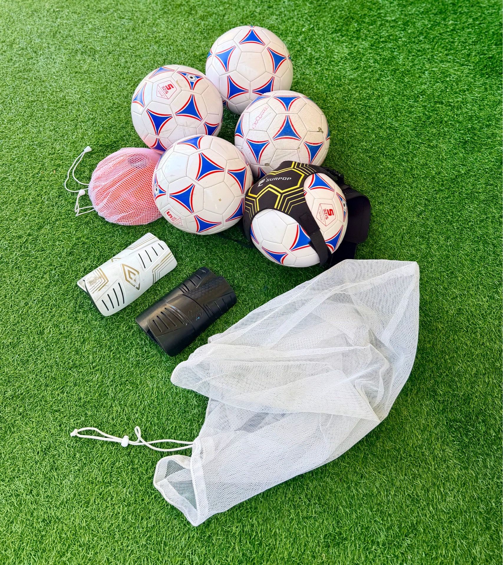 Complete Soccer Training Bundle - 5 Balls, Cones, Kick Trainer & Shin Guards!