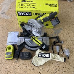 RYOBI 18V ONE+ Cordless 7-1/4 in. Compound Miter Saw with 4.0 Ah Lithium-Ion Battery and 18V Charger