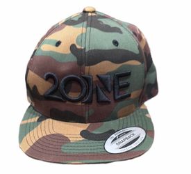 2One Camo Snapback Hat Adjustable Green Camouflage Flat Bill Cap
