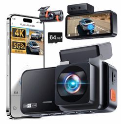 Dash Cam Front and Rear: 4K+2.5K Dash Camera for Cars Free 64GB Card