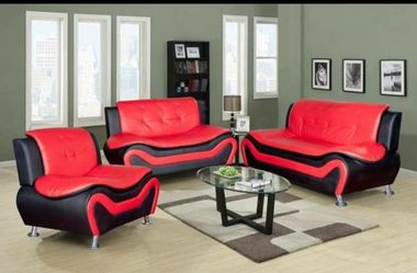 Black Red sofa chair & loveseat💕