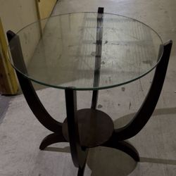 Round Glass Top Accent Side Table
