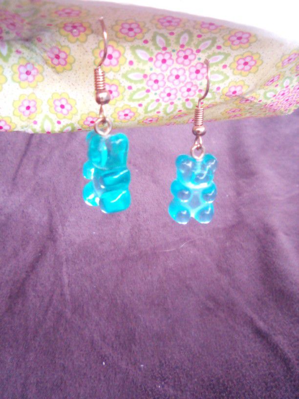 Cute Blue Gummy Bear Earrings