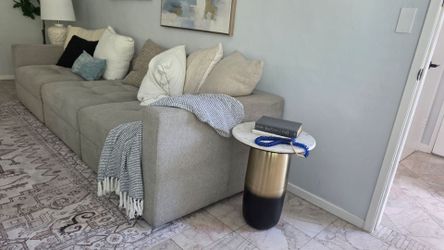 2 gold and white marble end tables