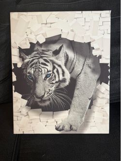 White tiger 3D canvas 16w X  20 long