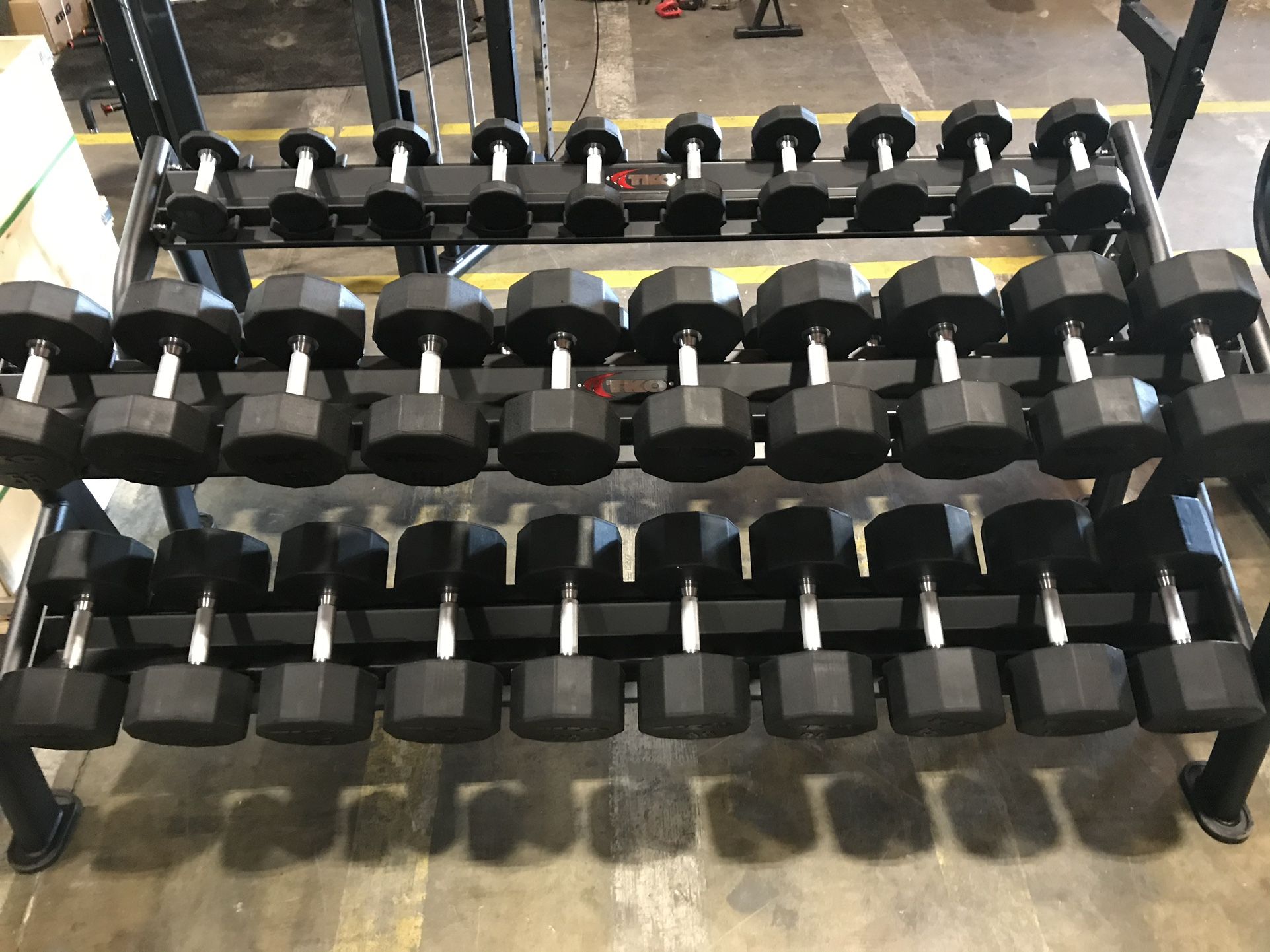 😎TKO 5-100 lb. Rubber 10 Sided Dumbbell Set