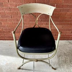 Vintage Maison Jansen Italian Modernist Steel & Brass Dining - Desk Chair