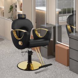 Barber Chair Reclining Salon Chair Hydraulic Barber Chairs 360 Degrees Rolling Swivel Hair Styling Chair Cutting Chairs Salon Shampoo Equipmen (BLACKN