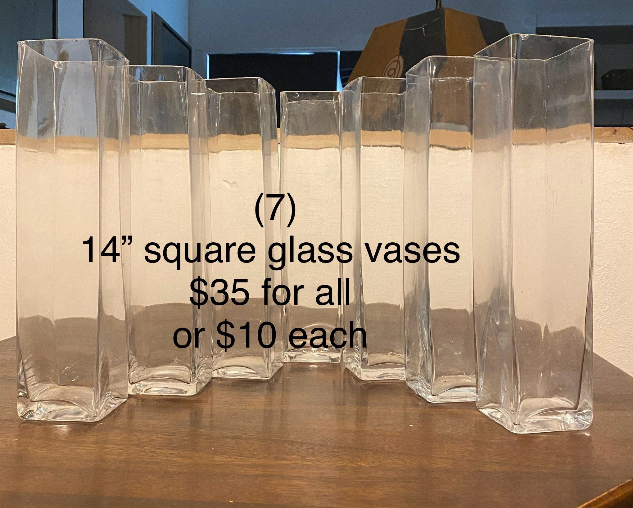 14” Square Vases /Wedding Decor