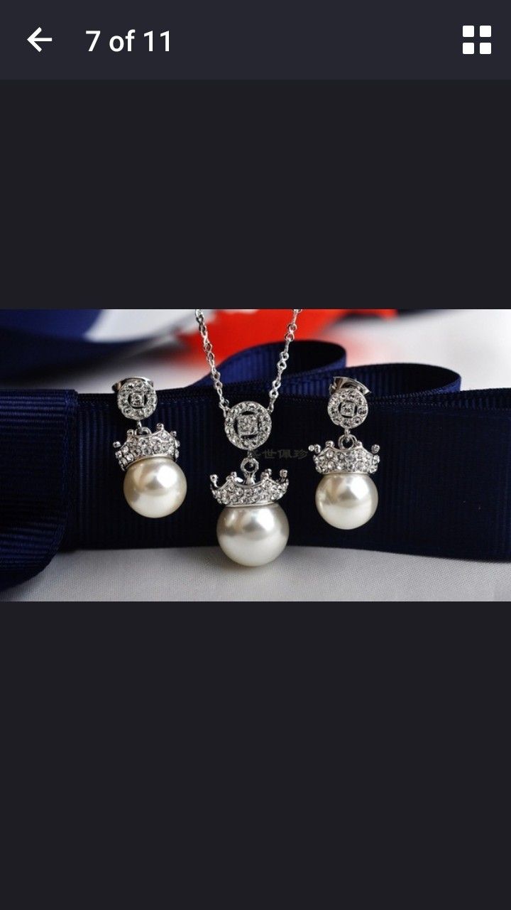 2 in 1 jewelry set shell pearl crystal locket and earing