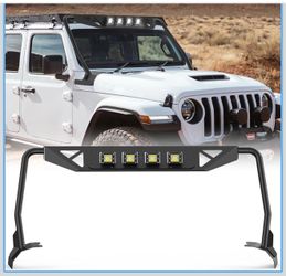 Windshield Frame Cover with 4 x LED Lights Insert Roof Sun Visor Cowl Body Armor Compatible with 2018-2026 Jeep Wrangler JL JLU & Gladiator JT (Exclud
