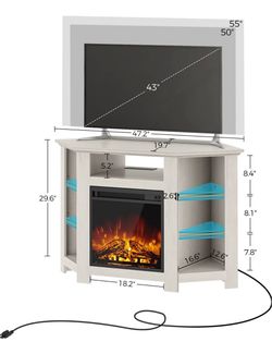 Corner TV Stand with Electric Fireplace Insert