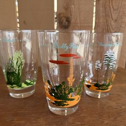 Set of 3 Vintage Arizona Blakely Gas & Oil drinking glass set.