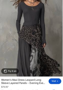 2XL paid $79.95 asking  $40 Women's Leopard Panel Maxi Dress Long Sleeve