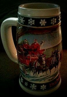 1995 collectible Budweiser Holiday beer stein