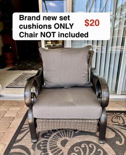 Brand new set of outdoor cushions. NO chair included