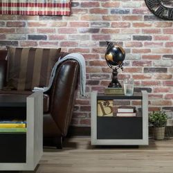 NEW! Linah 45 in. Gray and Black Rectangle Wood End Table