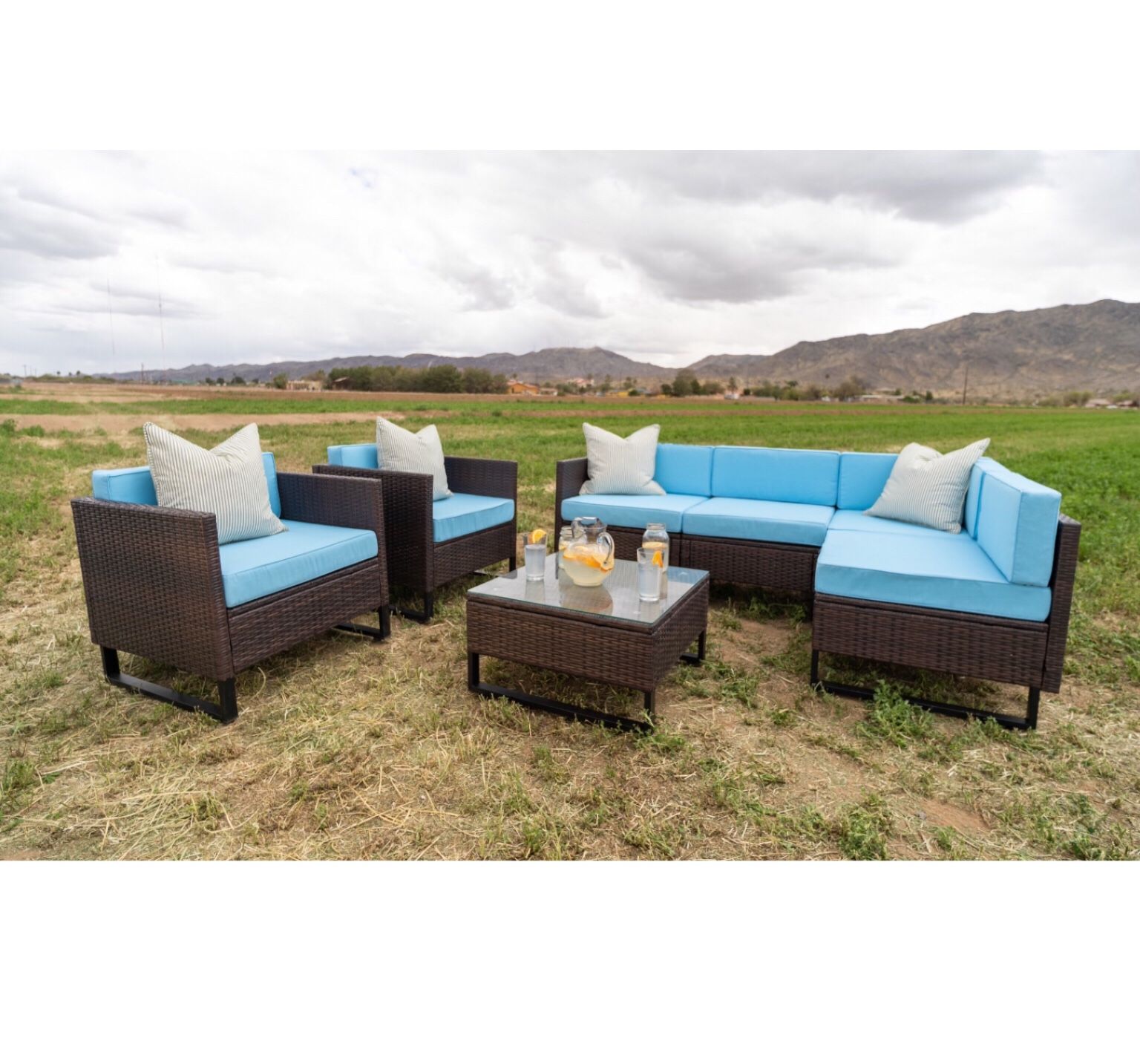 Patio Furniture, Patio Conversation Set, Sectional Set, W Accent Chairs, Colors