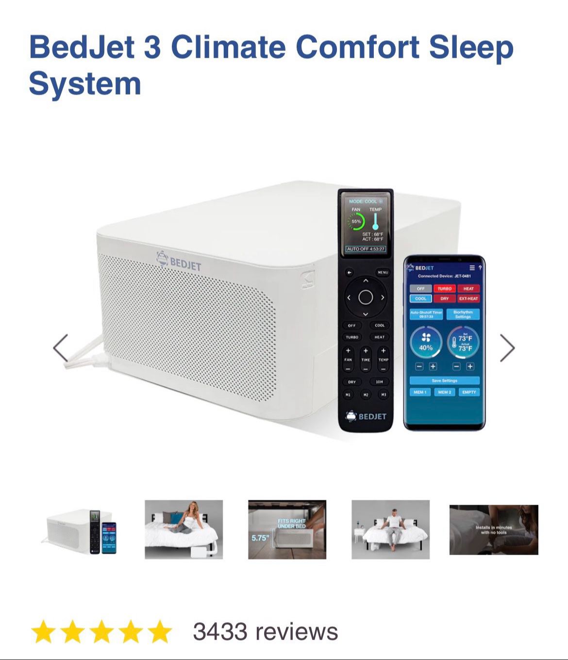 BedJet 3 Climate Comfort Sleep System (A/C) 