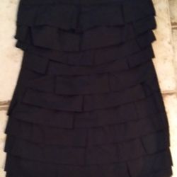 New Black Strapless Flat Ruffle Dress Size Medium 