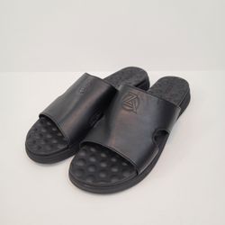 ZEBA Black Leather Sandals Cushion Sole Men's US 12 New!