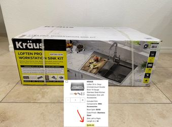 Kraus Loften Pro Workstation Stainless Steel 33inch Sink Kit ((contact info removed)39)
