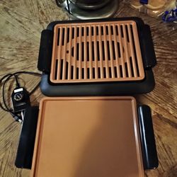 Gotham Steel Electric Indoor Grill & Griddle Smokeless Nonstick Ceramic for Steaks Chicken Eggs